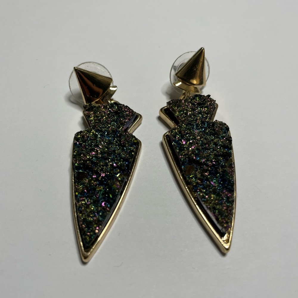 Baublebar Iridescent Druzy Arrow Head Drop Earrings